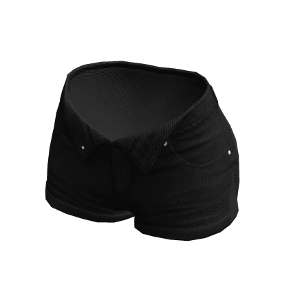 Jean Shorts Unzipped Black Denim Opened Ripped Y2K