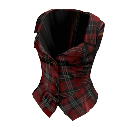 Sleeveless Corset Blouse Top (Red Plaid)