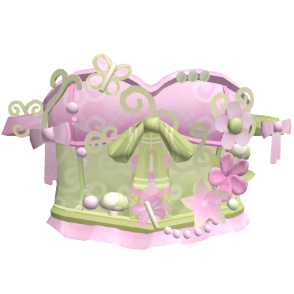 pink green sakura floral fairy corset 🌸🌿