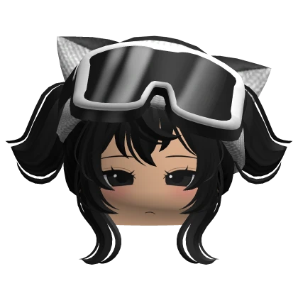Cute Emo Kawaii Girl Y2K Kitty Beanie and Goggles