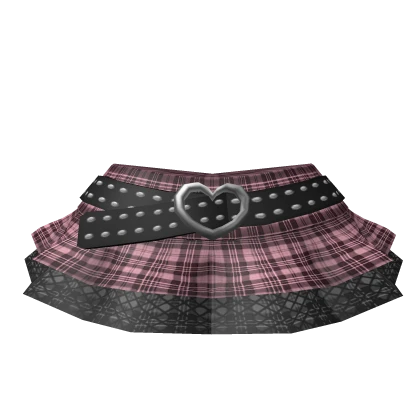🖤Chibi Doll monstrous pink plaid skirt with strap