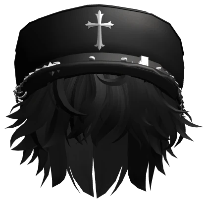 Black Messy Hair w/ Punk Cap