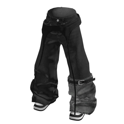 💗Y2K DECONSTRUCTED-DESIGN DENIM PANTS_BLACK