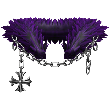 Purple Light Chained Chrome Pendant Neck Fur