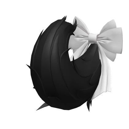Cute Fluffy Black Anime Cat / Kitsune Tail w/ Bow