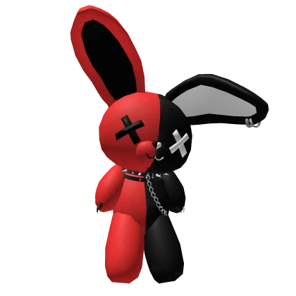 Huge Red and Black Fluffy Bunny Plushie