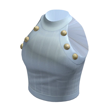 Gold-Button vintage designer Knit Top | Blue