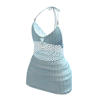 Knit crochet beach dress blue