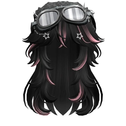 Pink&Black Long Hair w/ Y2K Goggles Ushanka