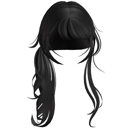 black igari doll side ponytail w wispy bangs