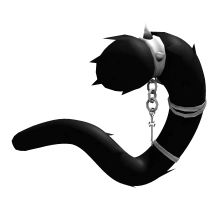 Black Chained Silver Goth Cat Tail