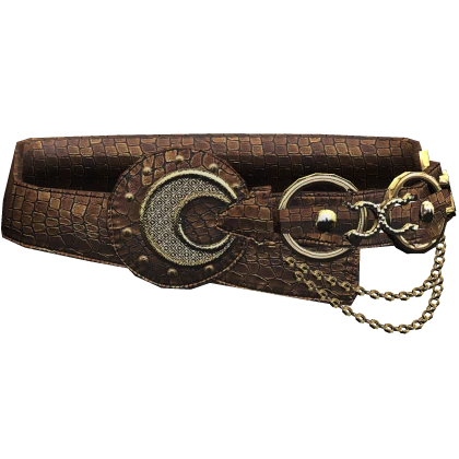 Brown Leather Belt Gold Rhinestone Chain Y2K 2000s