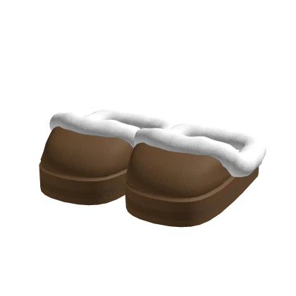 ♡ fluffy platform slippers (brown)