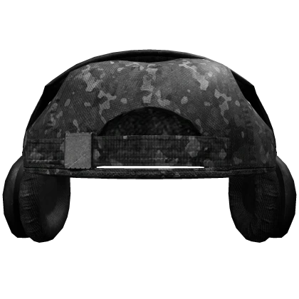 Distressed Backwards Camo Cap w Black Headphones