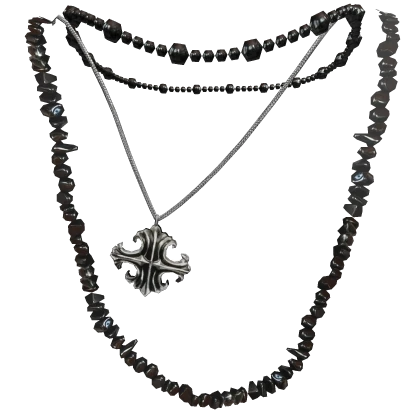 1.0 Beaded Chrome Silver Necklace Set