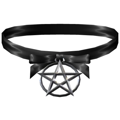 ribbon choker w pentagram / black
