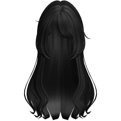 ♡ long wavy doll hair with bangs in black