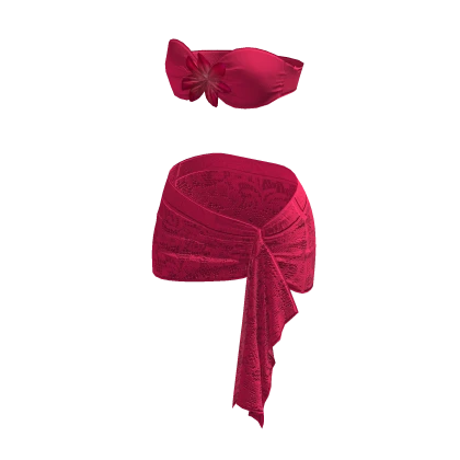 Y2K pink laced ruffled tropical outfit