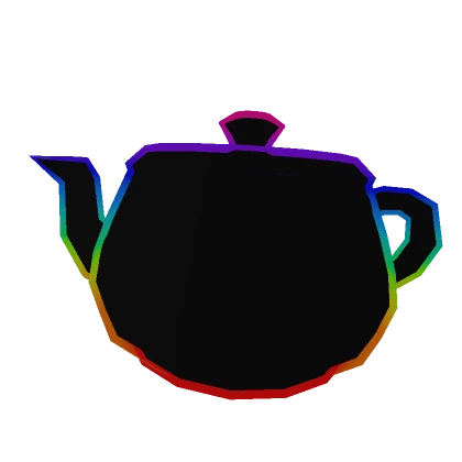 Cartoony Rainbow Outline Teapot