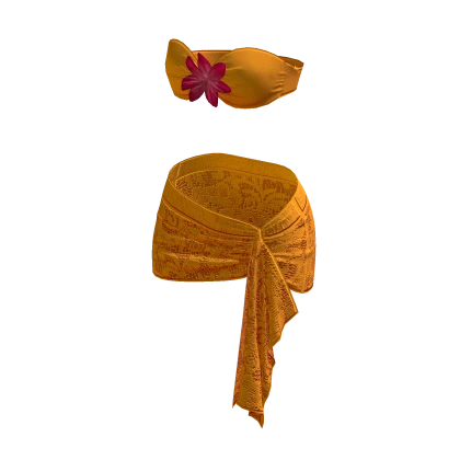 Y2K orange laced ruffled tropical outfit