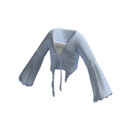 Wavy Ruffle Tied Top Pastel Blue