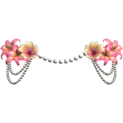 Pink Lily Hibiscus Flower Waist Pearl Chain