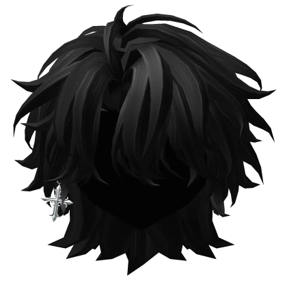 Gothic Black Messy Hair w/ Cross