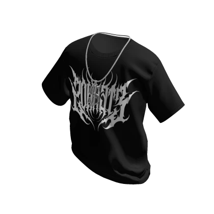 Black Eternos T-Shirt with Silver Dollar Chain