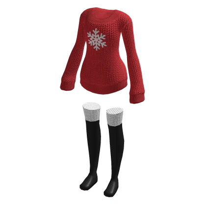 ❄ Christmas Snowflake Red Sweater Dress with Boots