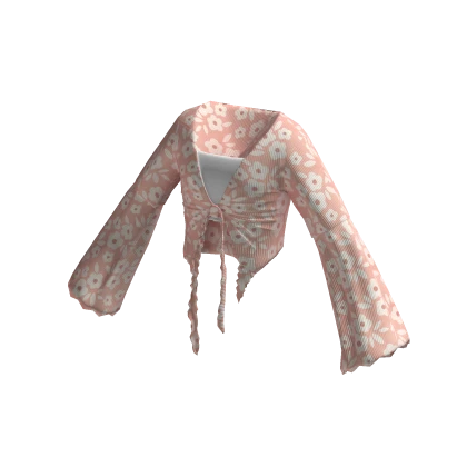 Spring Flowery Wavy Ruffle Tied Top