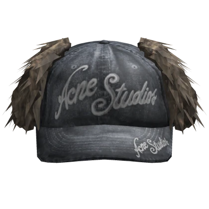 👻Vintage Denim Acne Studios Hat w Fur👻