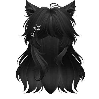 Super Fluffy Loose Cat Ears Hairstyle (Black V3)