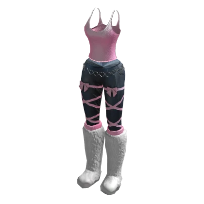 Pink Cutecore Outfit Tank Top Boots