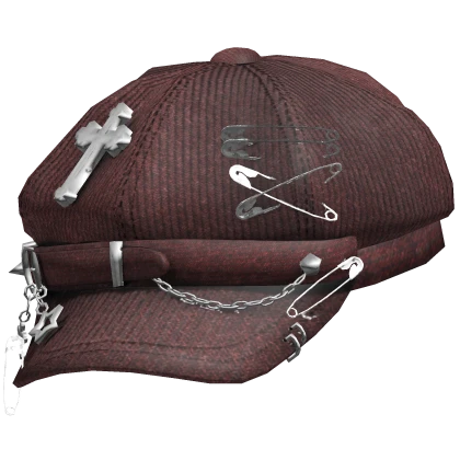 Sideswept Pierced Y2K Punk Cap (Red)