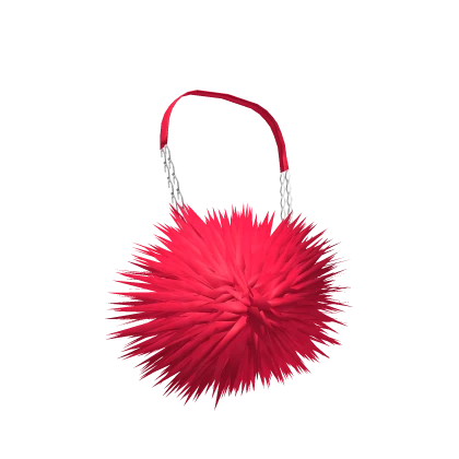 Fluffy Red Purse with Silver Chain 3.0