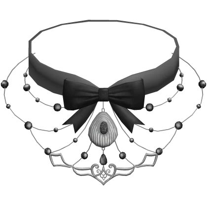 Ribbon Choker Silver Black Cute Preppy Emo Goth