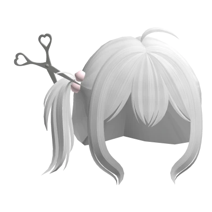 Soft White Side Pigtails with Heart Scissor Clip