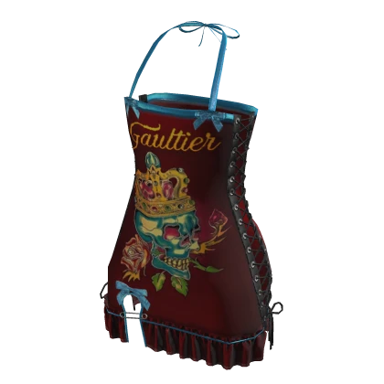 Y2K Punk Skull Dress | Red & Blue