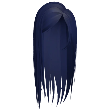 ☆ long straight side parted hair dark blue
