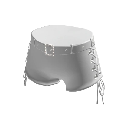 White Leather Shorts with Belt