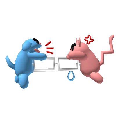 Cat Dog Friends Arguing Pink Blue Glasses