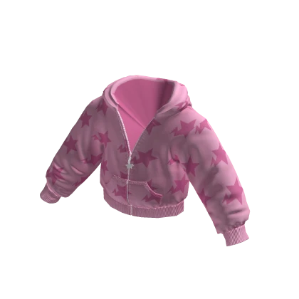 Star Zip Hoodie Pink