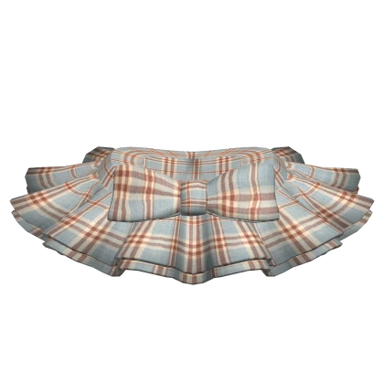 [Blush Fashion] Blue Plaid Frill Skirt w/ Ribbon