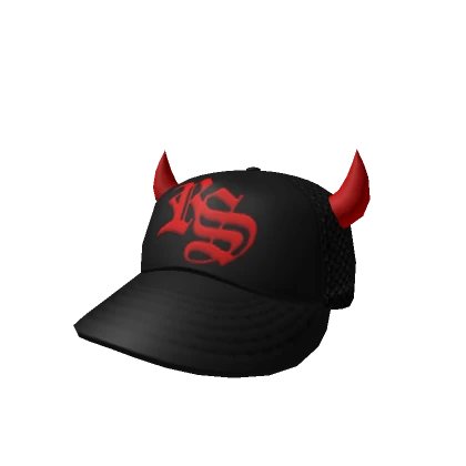 BLACK / RED ROCKSTAR HORNS Y2K TRUCKER CAP