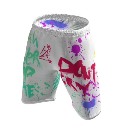 Graffiti white streetwear shorts