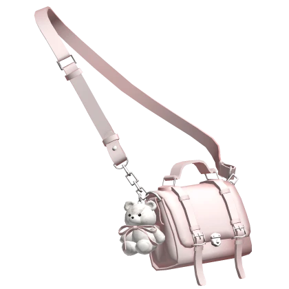 Pink Teddy Charm Satchel Bag