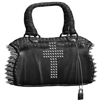 2000s Vintage Y2K Studded Cross Print Bag Black