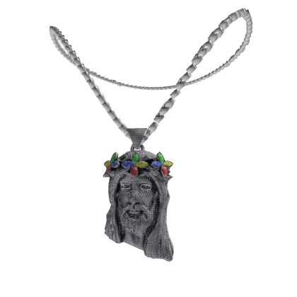 Iced Out Multi Color Crown Diamond Jesus Chain