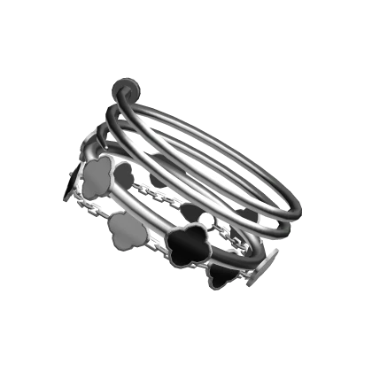 Silver Bangle Clover Bracelet Right