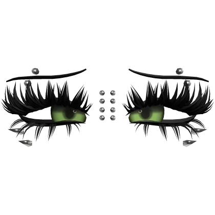 ♡ emo lashes w piercings (green)